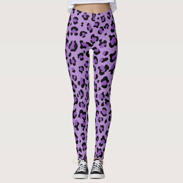 Leopardendrucke, Leoparden-Spots, Lila Leopard Leggings (Vorderseite)