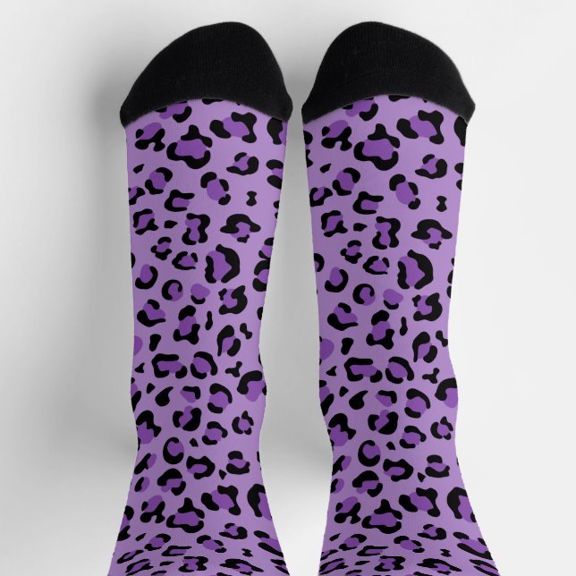 Leopardendrucke, Leoparden-Spots, Lila Leopard Socken (Oben)