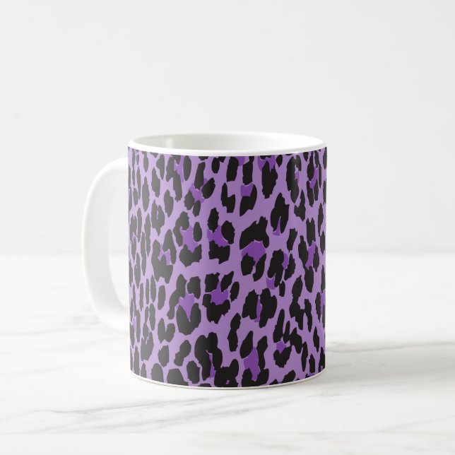Leopardendrucke, Leoparden-Spots, Lila Leopard Tasse (Vorderseite Links)