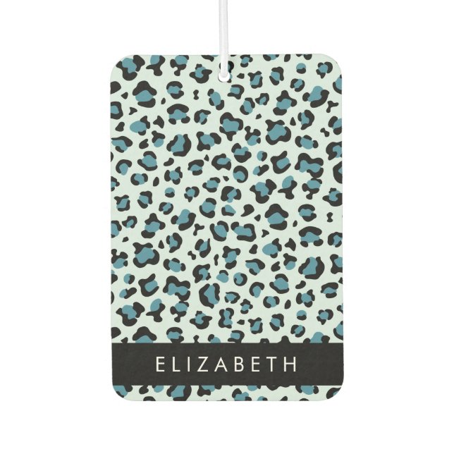 Leopardendrucke, Spots, Blauer Leopard, Ihr Name Autolufterfrischer (Vorderseite)