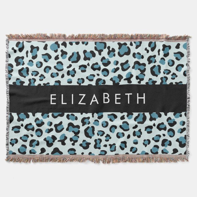 Leopardendrucke, Spots, Blauer Leopard, Ihr Name Decke (Vorderseite)