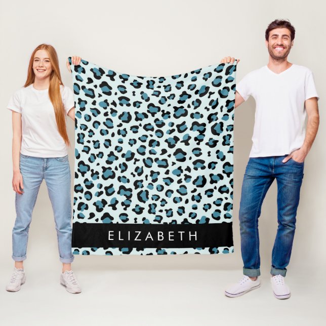 Leopardendrucke, Spots, Blauer Leopard, Ihr Name Fleecedecke (Beispiel)