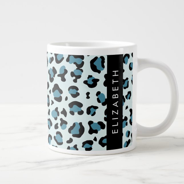 Leopardendrucke, Spots, Blauer Leopard, Ihr Name Jumbo-Tasse (Rechts)