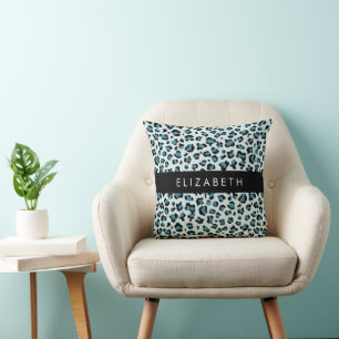 Leopardendrucke, Spots, Blauer Leopard, Ihr Name Kissen