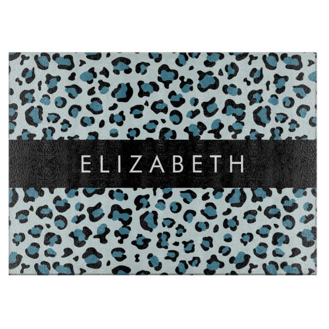 Leopardendrucke, Spots, Blauer Leopard, Ihr Name Schneidebrett (Vorderseite)