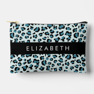 Leopardendrucke, Spots, Blauer Leopard, Ihr Name Zubehörtasche