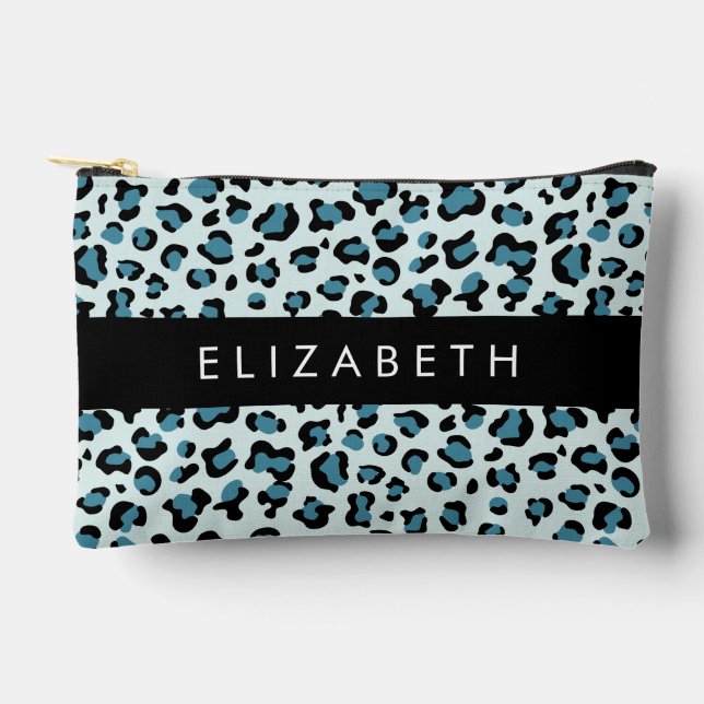 Leopardendrucke, Spots, Blauer Leopard, Ihr Name Zubehörtasche (Vorderseite)