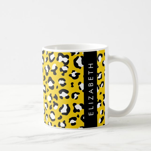 Leopardendrucke, Spots, Gelber Leopard, Ihr Name Kaffeetasse (Rechts)