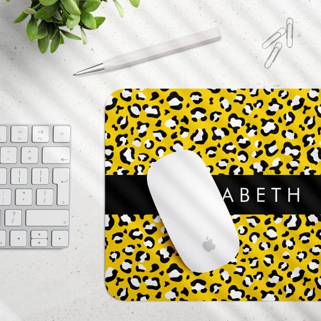 Leopardendrucke, Spots, Gelber Leopard, Ihr Name Mousepad (Von Creator hochgeladen)
