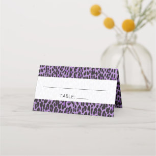 Leopardendrucke, Spots, Lila Leopard, Hochzeit Platzkarte