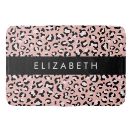 Leopardendrucke, Spots, rosa Leoparden, Ihr Name Badematte