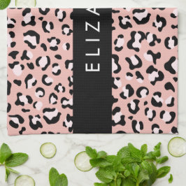 Leopardendrucke, Spots, rosa Leoparden, Ihr Name Geschirrtuch