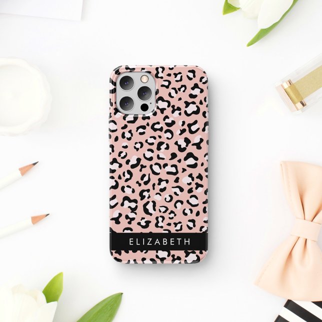 Leopardendrucke, Spots, rosa Leoparden, Ihr Name iPhone 16 Hülle (Von Creator hochgeladen)