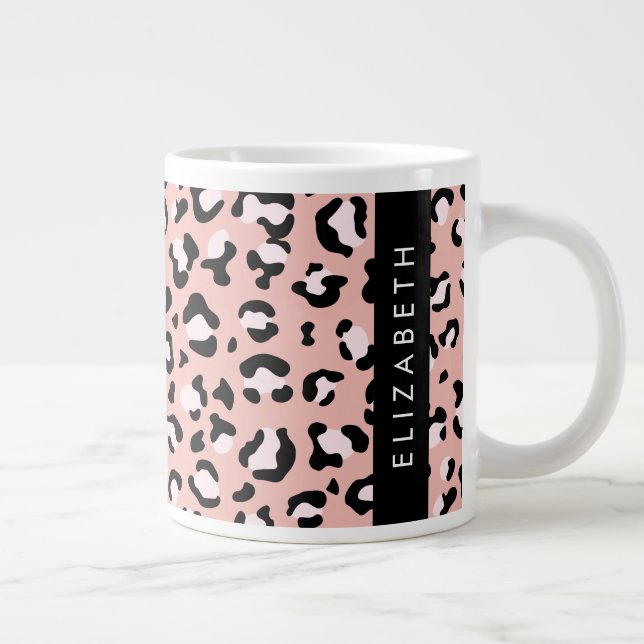 Leopardendrucke, Spots, rosa Leoparden, Ihr Name Jumbo-Tasse (Rechts)