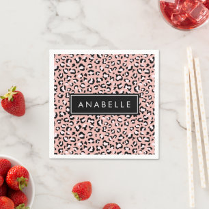 Leopardendrucke, Spots, rosa Leoparden, Ihr Name Serviette