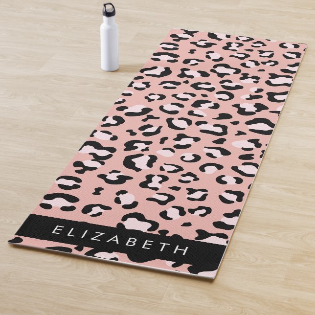 Leopardendrucke, Spots, rosa Leoparden, Ihr Name Yogamatte (Beispiel)