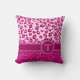 Leopardendruckpink, Monogramm, Kopfkissen Kissen