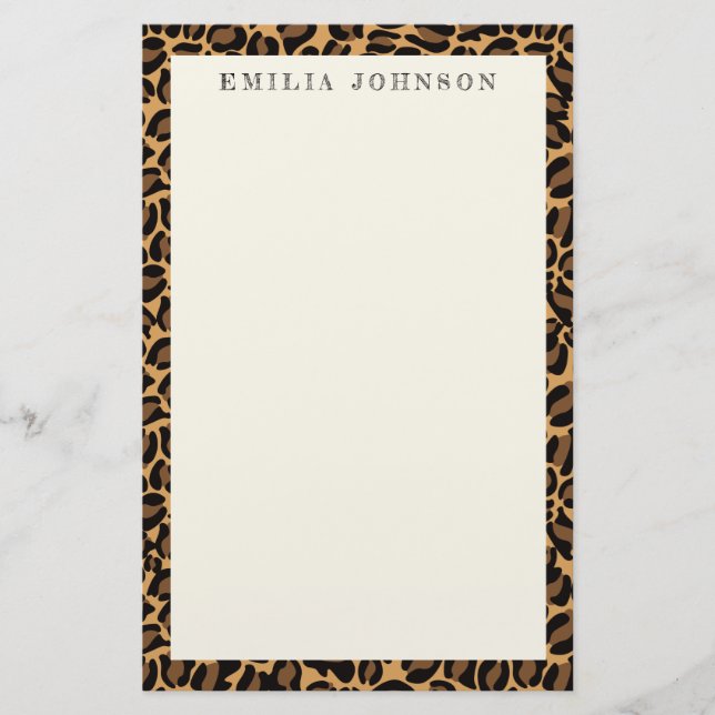 Leopardendrucktextur | Personalisiert Stationer Briefpapier (Vorderseite)
