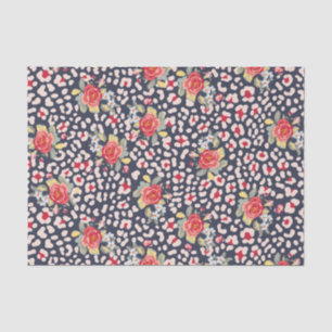 Leopardenflecken und Vintage-Rosen Tierprint Seidenpapier