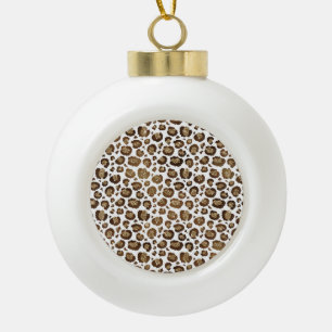 Leopardenflecken Wilde Tiere Golden Glitter Safari Keramik Kugel-Ornament
