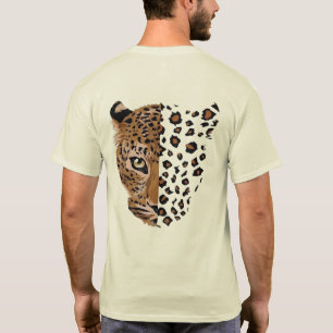 Leopardengesicht & Druck Split T-Shirt Wildes Ti