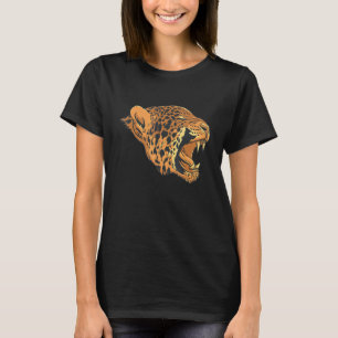 Leopardengesicht Kopf Jaguare Geparden Große Katze T-Shirt