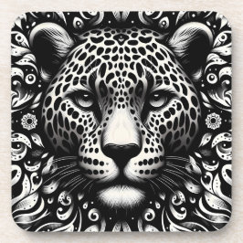 Leopardengesicht-Korkrücken-Set aus 6 Untersetzern Getränkeuntersetzer