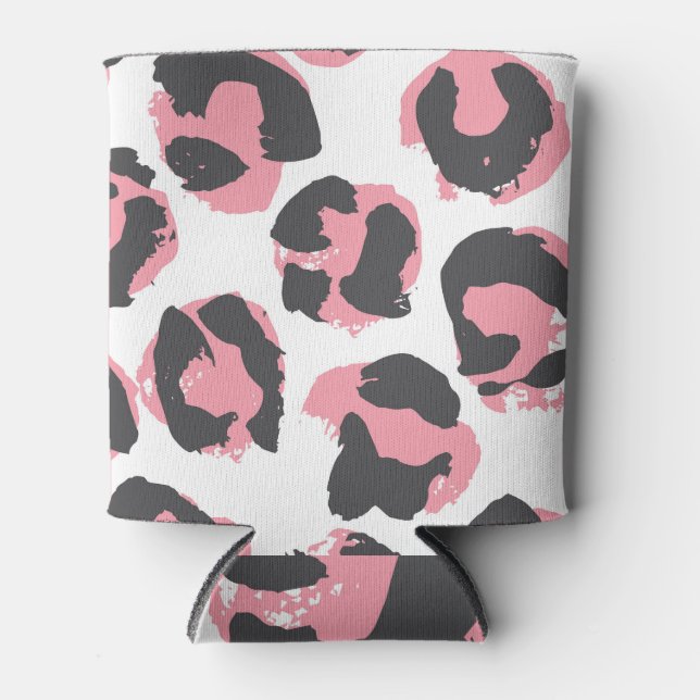 Leopardengürtel: Schwarz-Rosa-Textur Dosenkühler (Vorderseite)