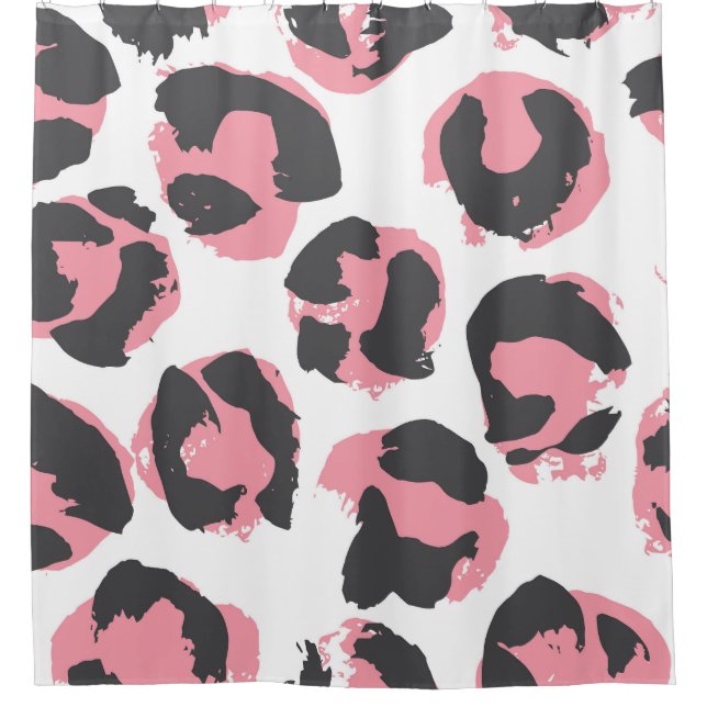 Leopardengürtel: Schwarz-Rosa-Textur Duschvorhang (Vorderseite)