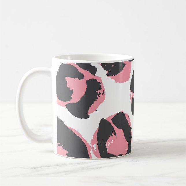 Leopardengürtel: Schwarz-Rosa-Textur Kaffeetasse (Links)