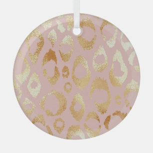 Leopardenhaut, goldene Rose Ornament Aus Glas