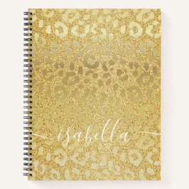 Leopardenhaut in Gold auf Gold-Glitzer Notizbuch