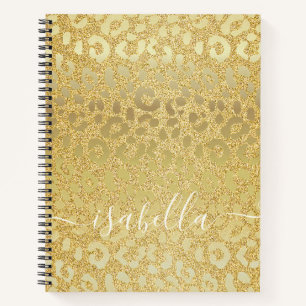 Leopardenhaut in Gold auf Gold-Glitzer Notizbuch