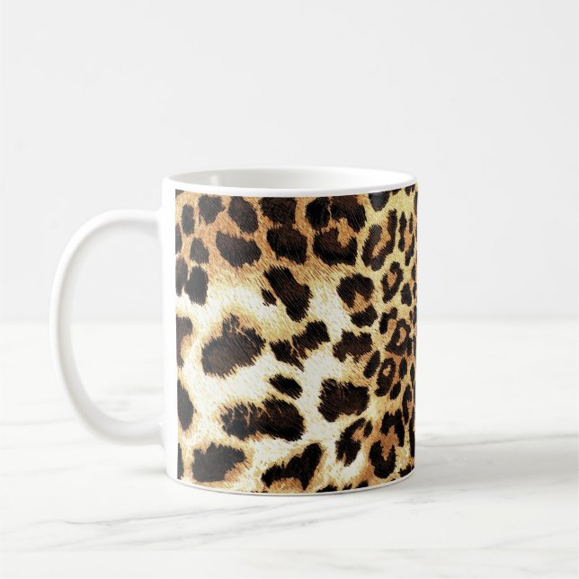 Leopardenhaut, nahtlose Musterkonstruktion. Kaffeetasse (Links)