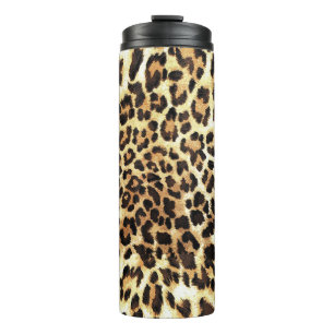 Leopardenhaut, nahtlose Musterkonstruktion. Thermosbecher