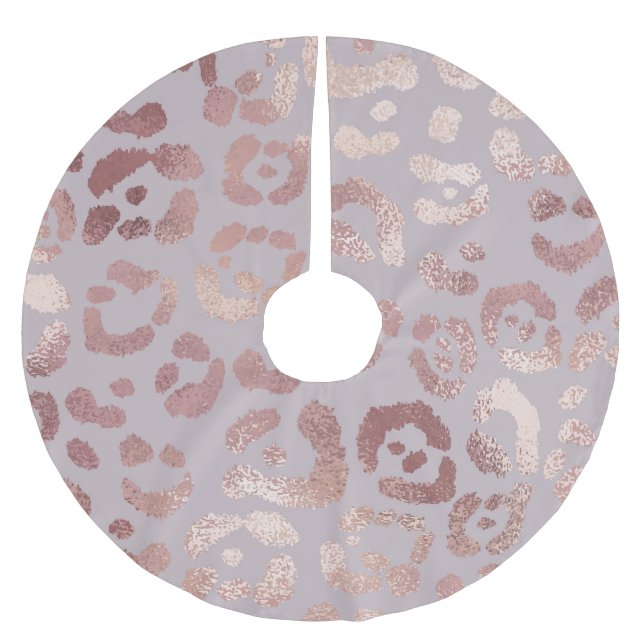 Leopardenhaut: Rose Gold Eleganz. Polyester Weihnachtsbaumdecke (Vorderseite)