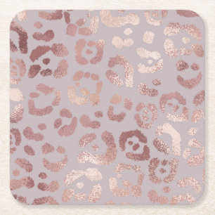 Leopardenhaut: Rose Gold Eleganz. Rechteckiger Pappuntersetzer