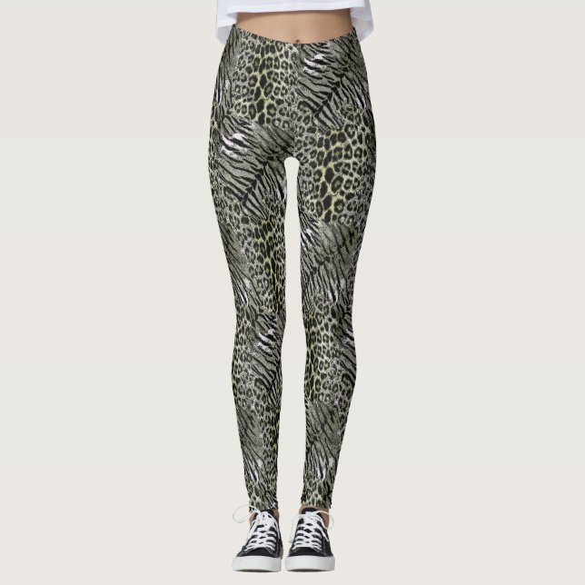 Leopardenlederhaut, trendy, gepunktet gestreifte K Leggings (Vorderseite)