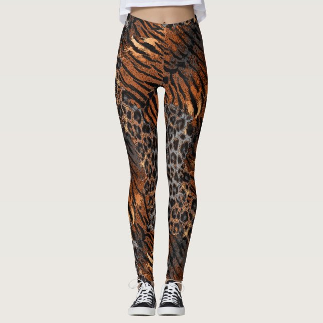 Leopardenlederhaut, trendy, gepunktet gestreifte K Leggings (Vorderseite)
