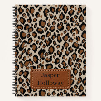 Leopardenmuster Beige Schwarz Cognac Braun Ihr Nam Notizbuch