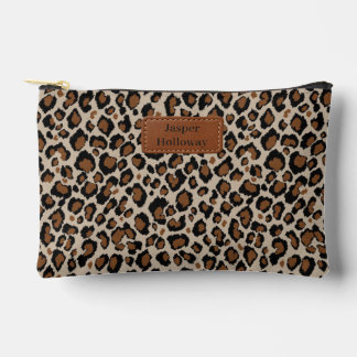 Leopardenmuster Beige Schwarz Cognac Braun Ihr Nam Zubehörtasche