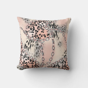 Leopardenmuster, Blume, Kette, Rose Kissen