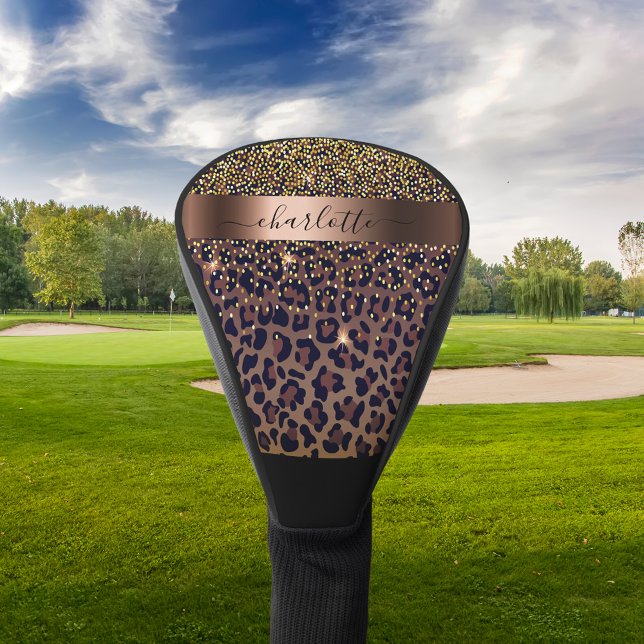 Leopardenmuster, braun, schwarz-bronzefarbene Mono Golf Headcover (Von Creator hochgeladen)