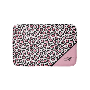 Leopardenmuster in Rosa Weiß & Schwarz mit Monogra Badematte