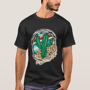 Leopardenmuster Kaktus Serape Druck Cowgirl Rodeo T-Shirt