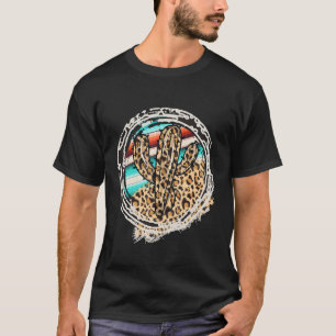 Leopardenmuster Kaktus Serape Druck Cowgirl Rodeo T-Shirt
