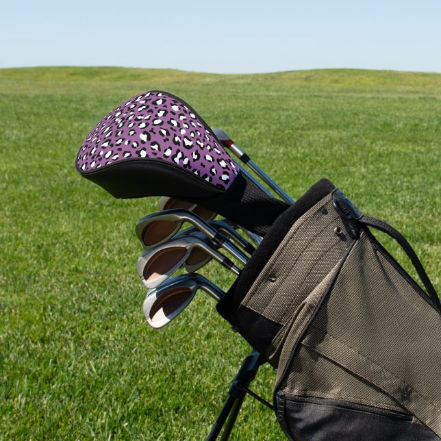 Leopardenmuster, Leoparden, Lila Leopard Golf Headcover (In SItu)