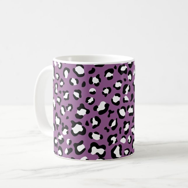Leopardenmuster, Leoparden, Lila Leopard Kaffeetasse (Vorderseite Links)