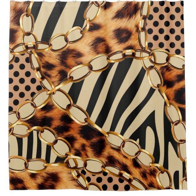 Leopardenmuster, Leopardrucke, Tierdruck,  Duschvorhang (Vorderseite)