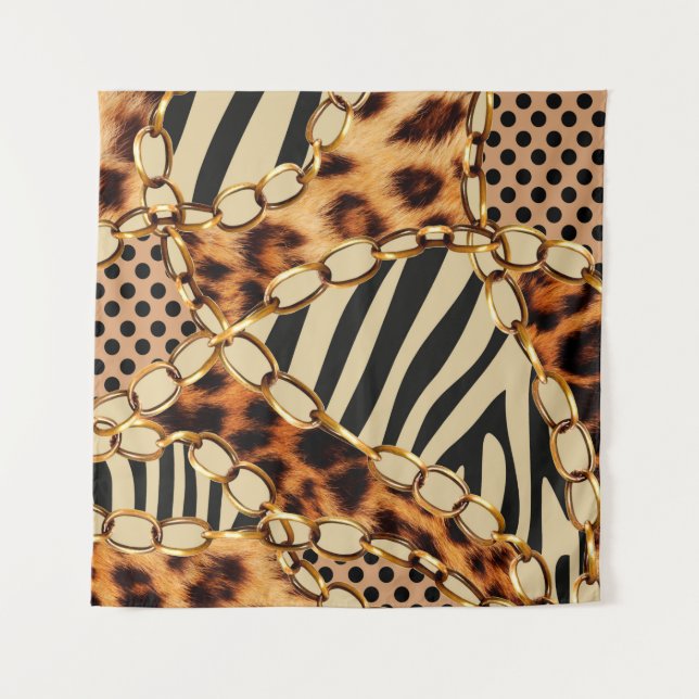 Leopardenmuster, Leopardrucke, Tierdruck,  Wandteppich (Vorderseite)